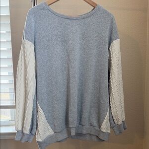 SHEIN Light Gray and Cream Sweatshirt